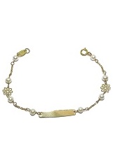 nice tiny gold cultured pearls id bangle charm baby bracelet